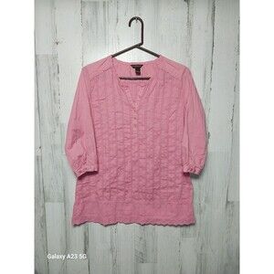 Bit & Bridle Womans 3/4 Sleeve Cotton Top Size Small Pink